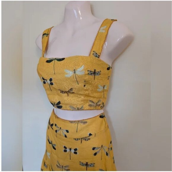 Agua Bendita Linen Dragonfly Skirt Top Set Medium - Picture 4 of 15